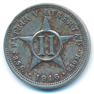 Cuba, 2 centavos, 1916