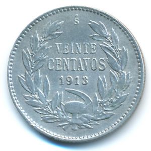 Chile, 20 centavos, 1913