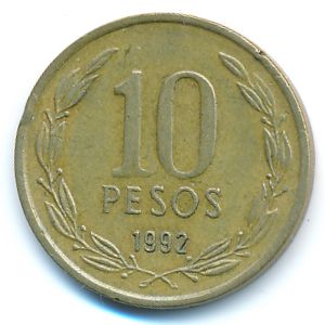 Чили, 10 песо (1992 г.)