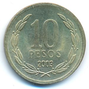 Chile, 10 pesos, 2003