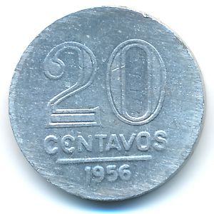 Brazil, 20 centavos, 1956