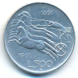 Italy, 500 lire, 1961