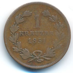 Baden, 1 kreuzer, 1851