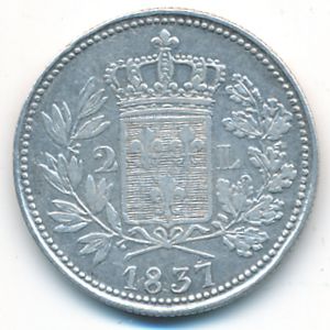 Лукка, 2 лиры (1837 г.)