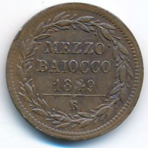 Папская область, 1/2 байоччо (1849 г.)