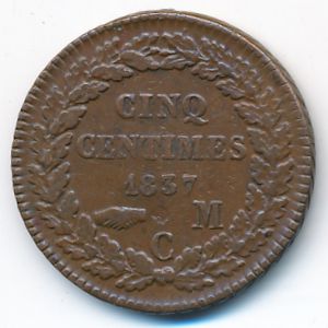 Монако, 5 сентим (1837 г.)
