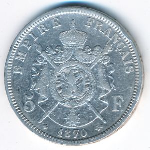 Франция, 5 франков (1870 г.)
