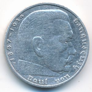 Nazi Germany, 2 reichsmark, 1937