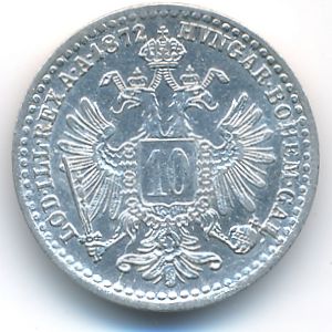 Austria, 10 kreuzer, 1872