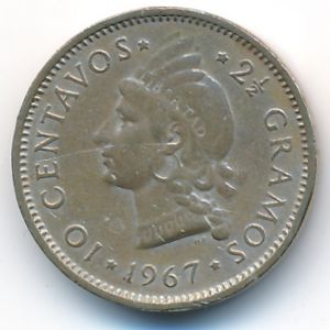 Dominican Republic, 10 centavos, 1967