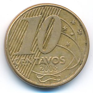 Brazil, 10 centavos, 2008