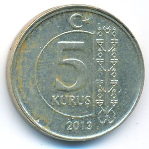 Turkey, 5 kurus, 2013