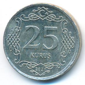 Turkey, 25 kurus, 2021