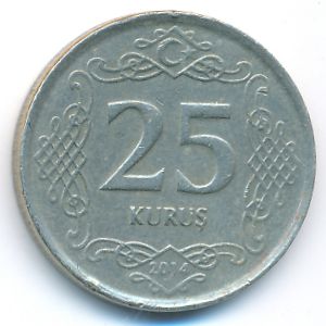 Turkey, 25 kurus, 2014