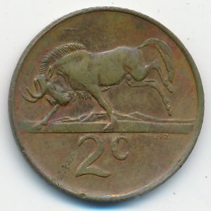 South Africa, 2 cents, 1985