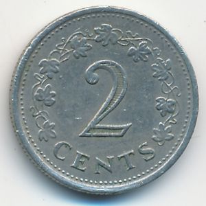 Malta, 2 cents, 1976