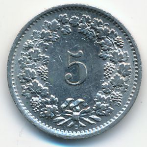 Швейцария, 5 раппенов (1969 г.)