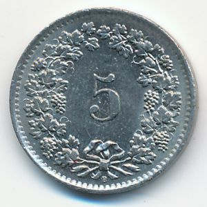 Швейцария, 5 раппенов (1964 г.)