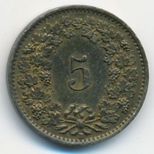 Швейцария, 5 раппенов (1918 г.)