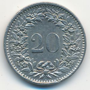 Швейцария, 20 раппенов (1970 г.)