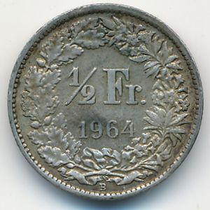 Швейцария, 1/2 франка (1964 г.)