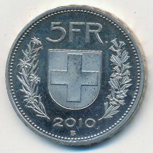 Switzerland, 5 francs, 2010