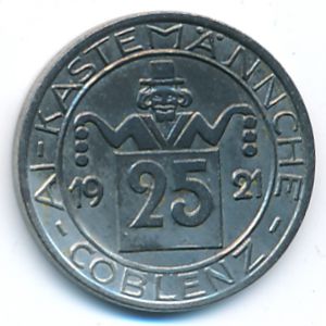 Кобленц., 25 пфеннигов (1921 г.)
