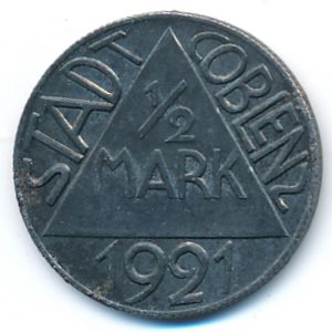 Кобленц., 1/2 марки (1921 г.)