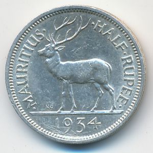 Маврикий, 1/2 рупии (1934 г.)
