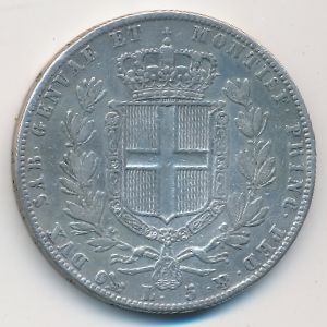 Сардиния, 5 лир (1844 г.)