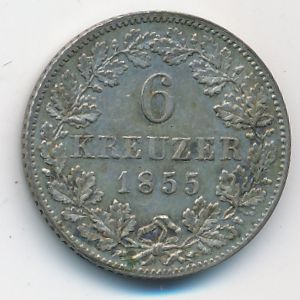 Вюртемберг, 6 крейцеров (1855 г.)