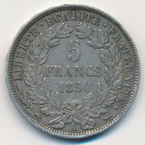 Франция, 5 франков (1850 г.)
