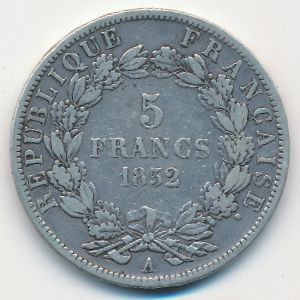 Франция, 5 франков (1852 г.)