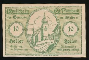 Нотгельды Австрии, 10 геллеров (1920 г.)