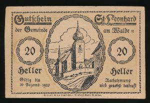 Нотгельды Австрии, 20 геллеров (1920 г.)