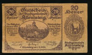 Нотгельды Австрии, 20 геллеров (1921 г.)