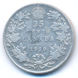 Canada, 25 cents, 1919