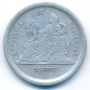 Guatemala, 25 centavos, 1881