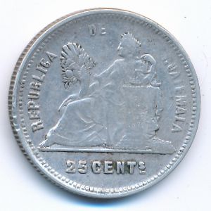 Guatemala, 25 centavos, 1893