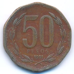 Чили, 50 песо (1991 г.)