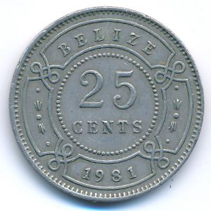 Belize, 25 cents, 1981
