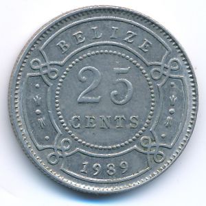 Belize, 25 cents, 1989