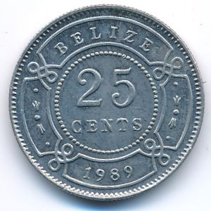 Belize, 25 cents, 1989