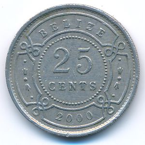Belize, 25 cents, 2000