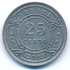 Belize, 25 cents, 2003