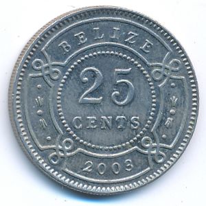 Belize, 25 cents, 2003