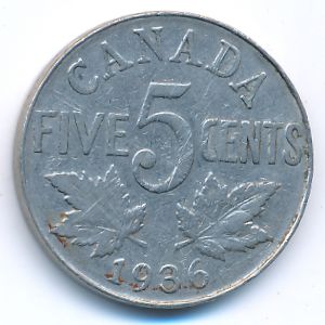 Канада, 5 центов (1936 г.)