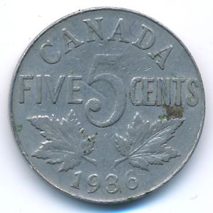 Канада, 5 центов (1936 г.)