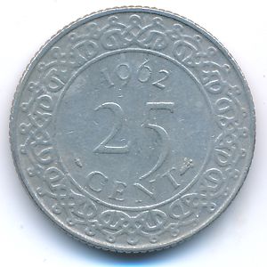 Suriname, 25 cents, 1962