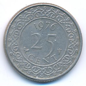 Suriname, 25 cents, 1976